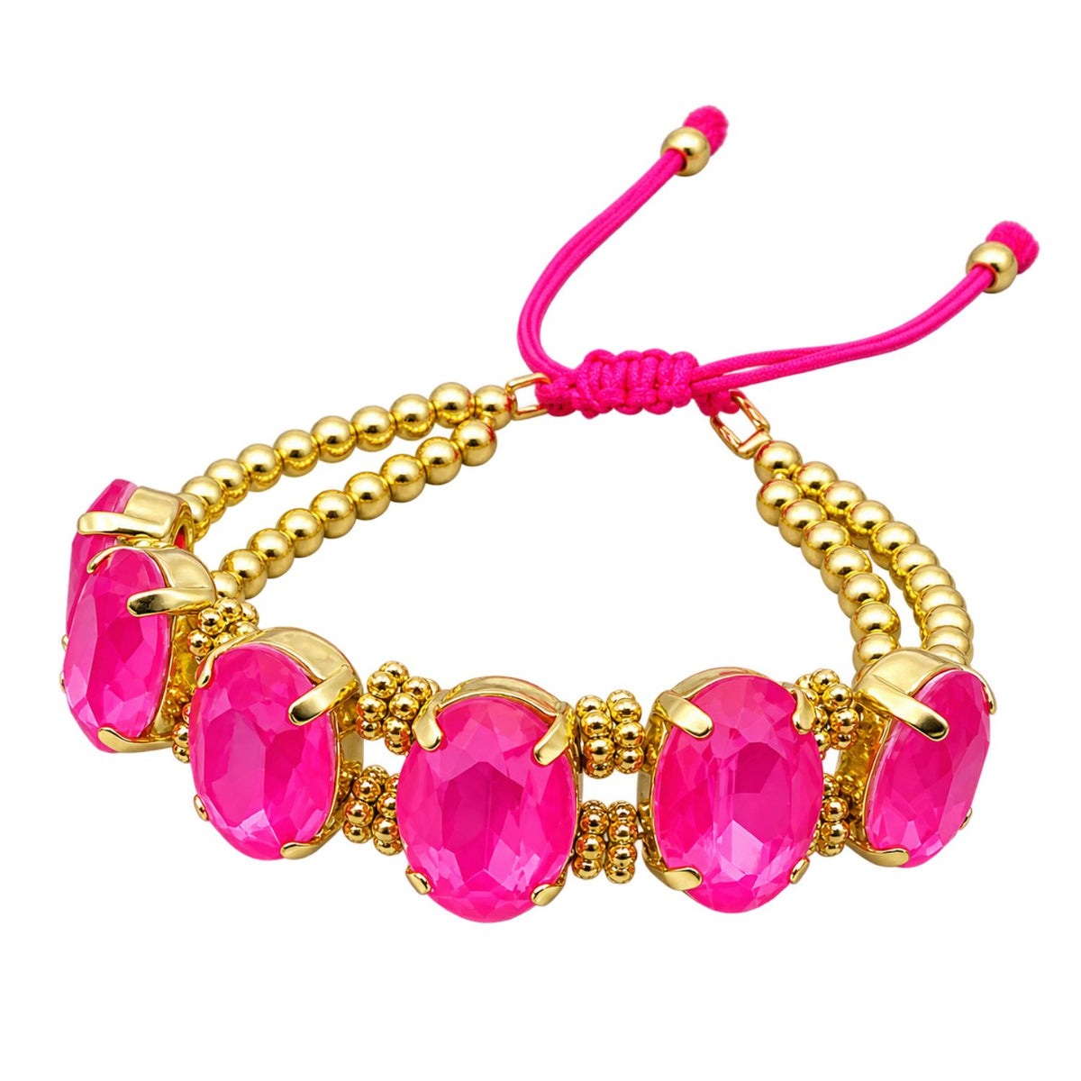 Olive & Brown 18K Gold-Plated Bead & Crystal Adjustable Bracelet