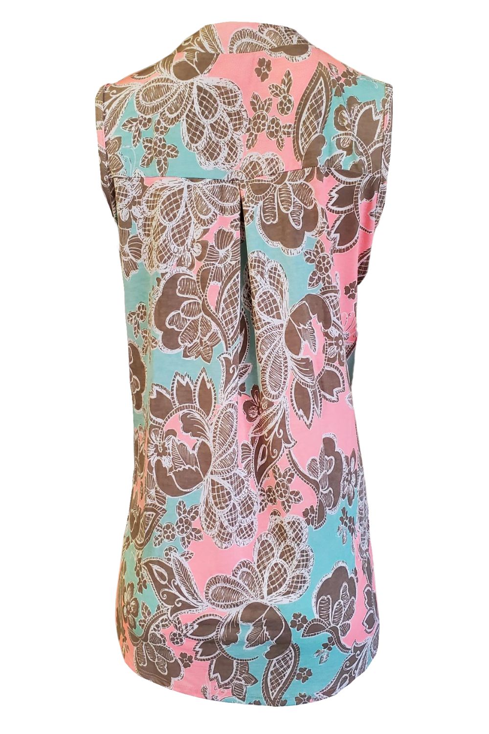 HoneyMe Womens Sleeveless Floral Print Blouse Top