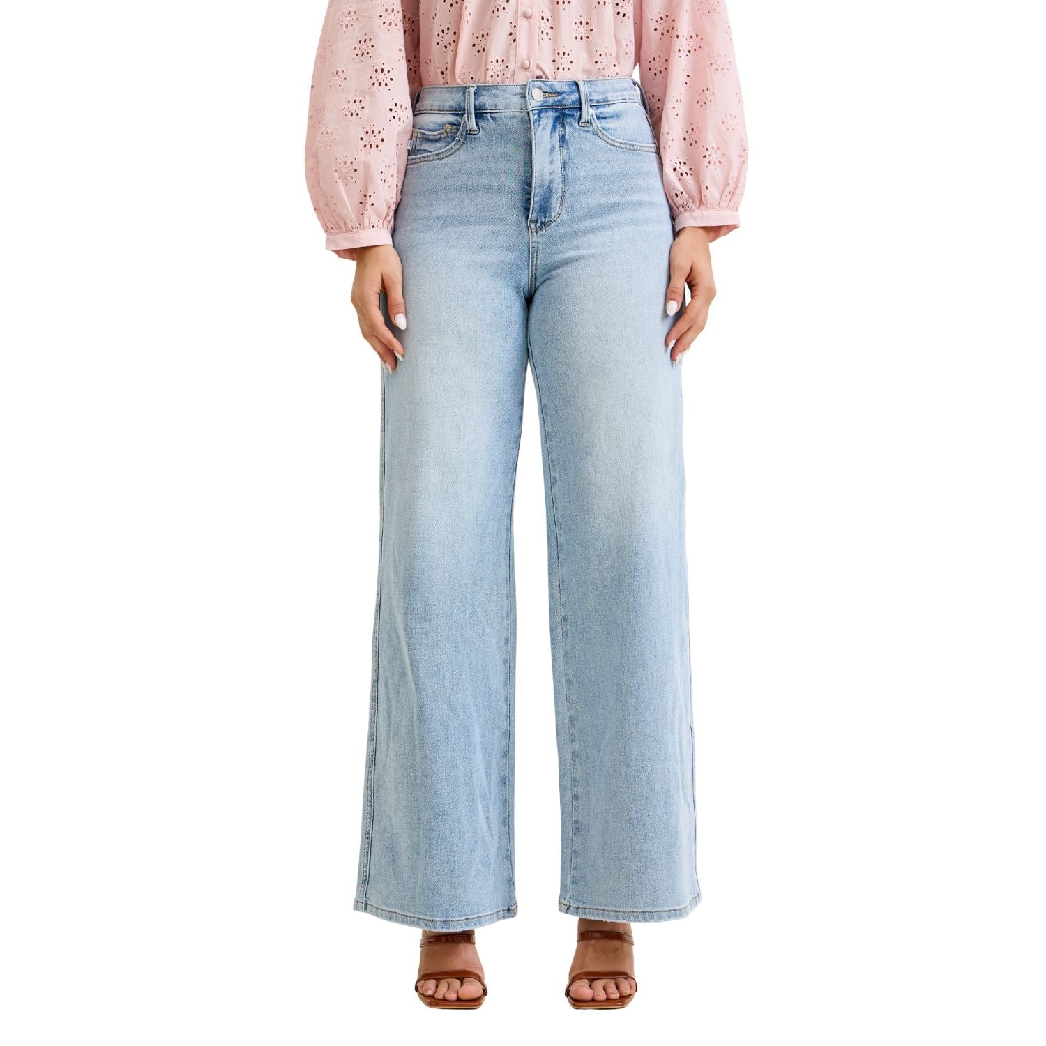 Judy Blue High Waist Tummy Control Retro Wide with Curve Coin Pocket, Light Wash