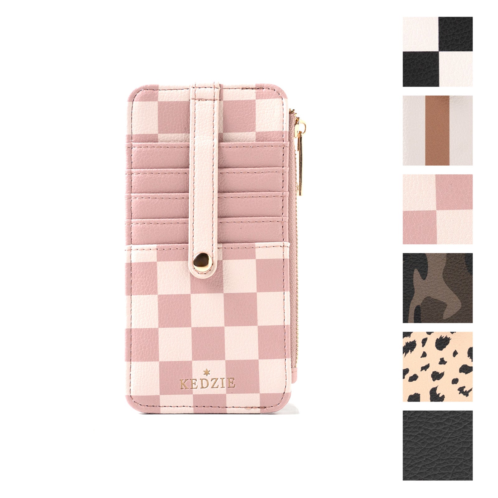 Kedzie Womens Slim Vegan Leather Essentials Only Zippered Card Wallet