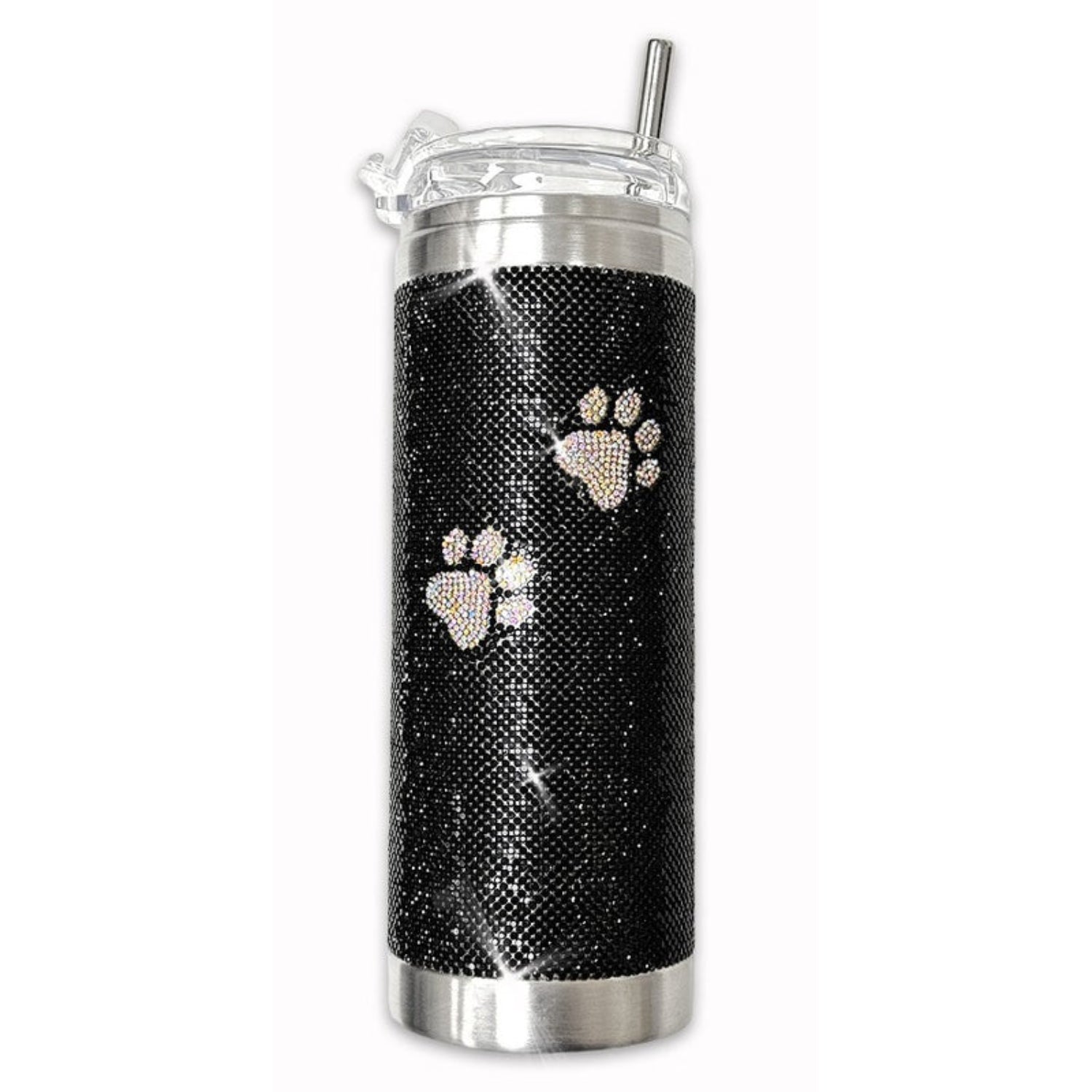 Jacqueline Kent Diamonds in the Ruff 20 oz Crystal Drink Tumbler, Black with Paws