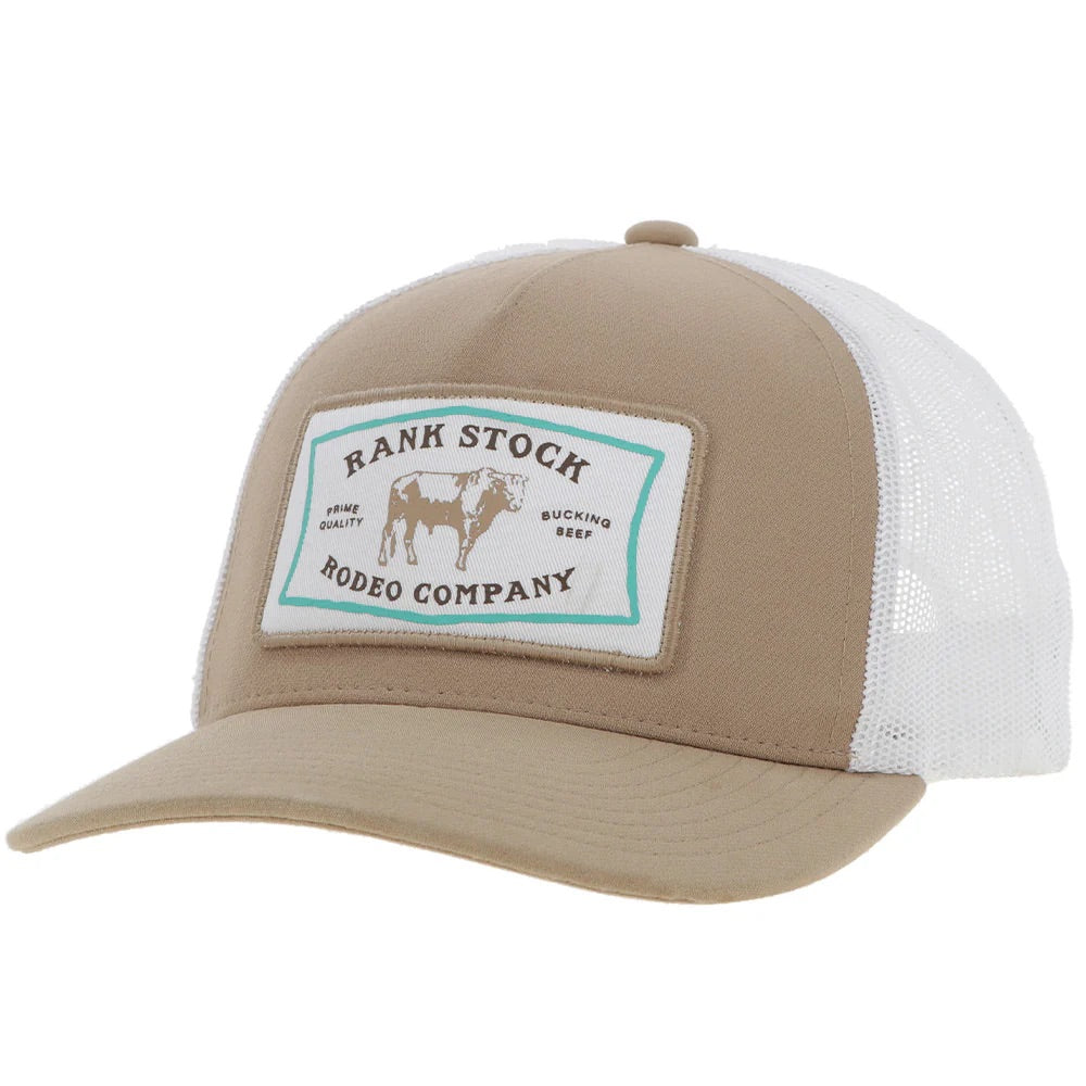 Hooey Mens Rank Stock Logo Patch Adjustable Snapback Cap Hat- Tan/White