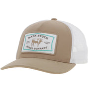 Hooey Mens Rank Stock Logo Patch Adjustable Snapback Cap Hat- Tan/White