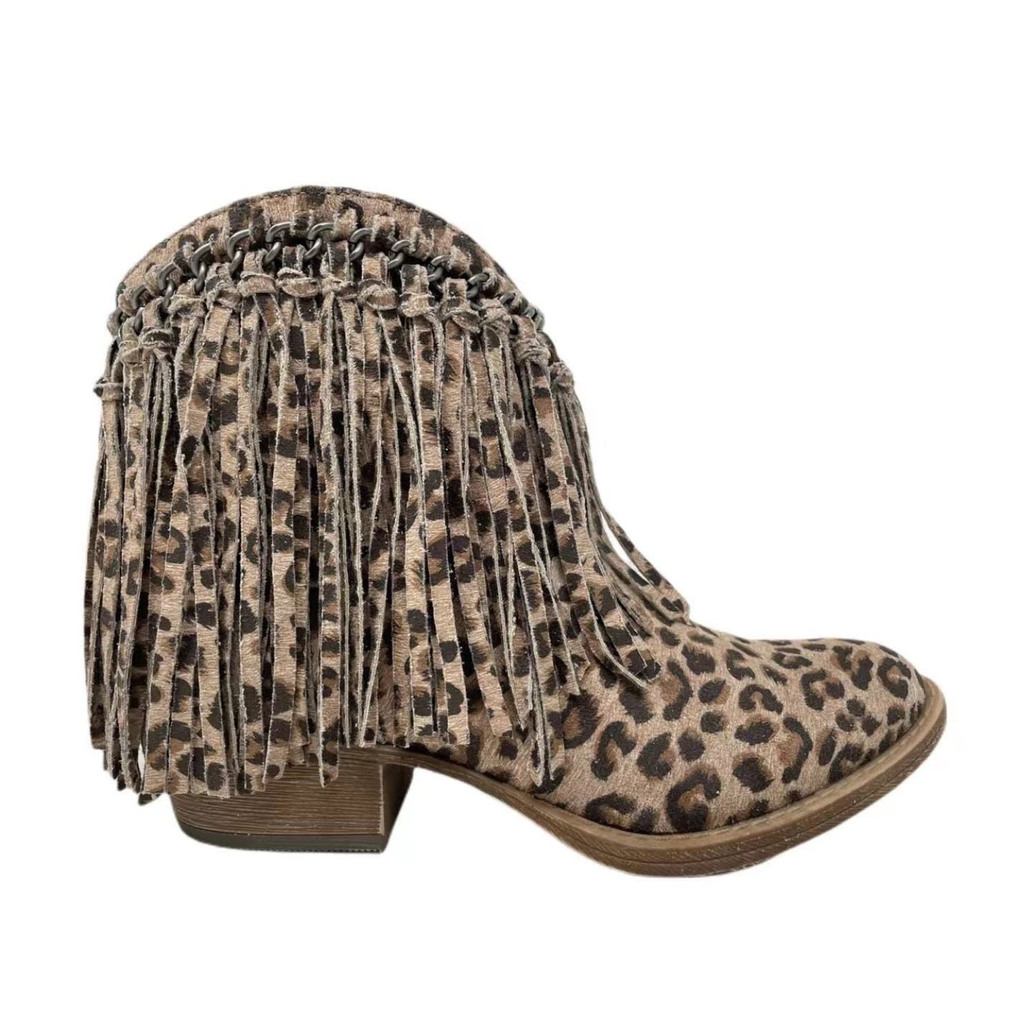 Very G Womens Juno Slip On Fringed Western Ankle Bootie