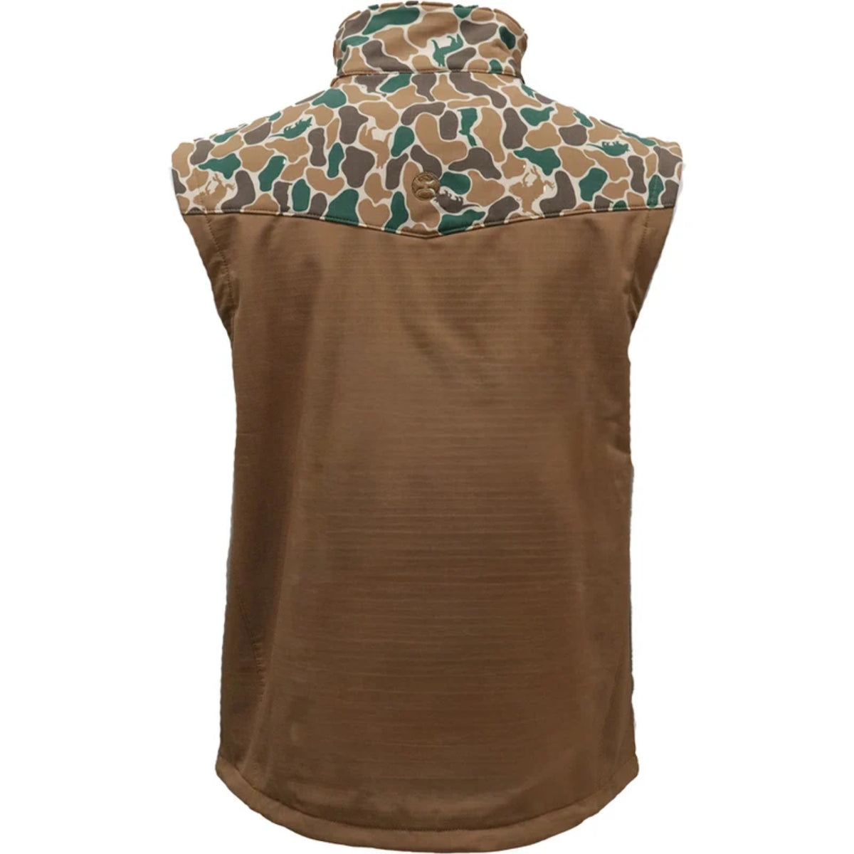 Hooey Men's Jackson Softshell Vest, Dark Brown/Camo