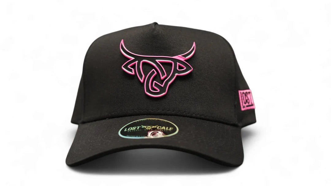 Lost Calf Metal Rosy Black A-Frame Embroidered Baseball Cap