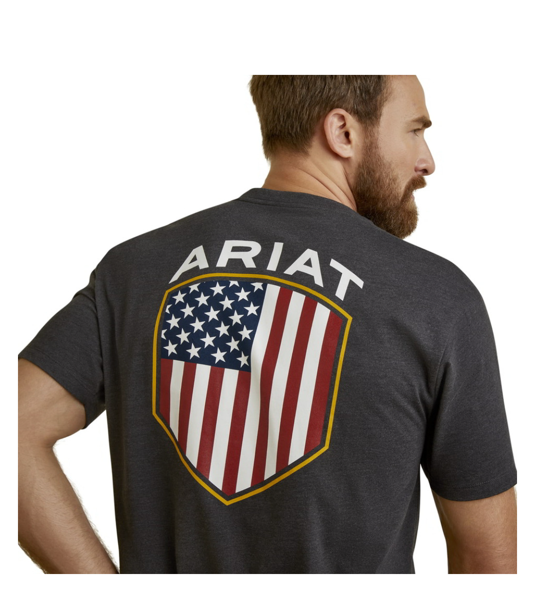 Ariat Mens Charcoal Heather Patriot Badge Short Sleeve T-Shirt