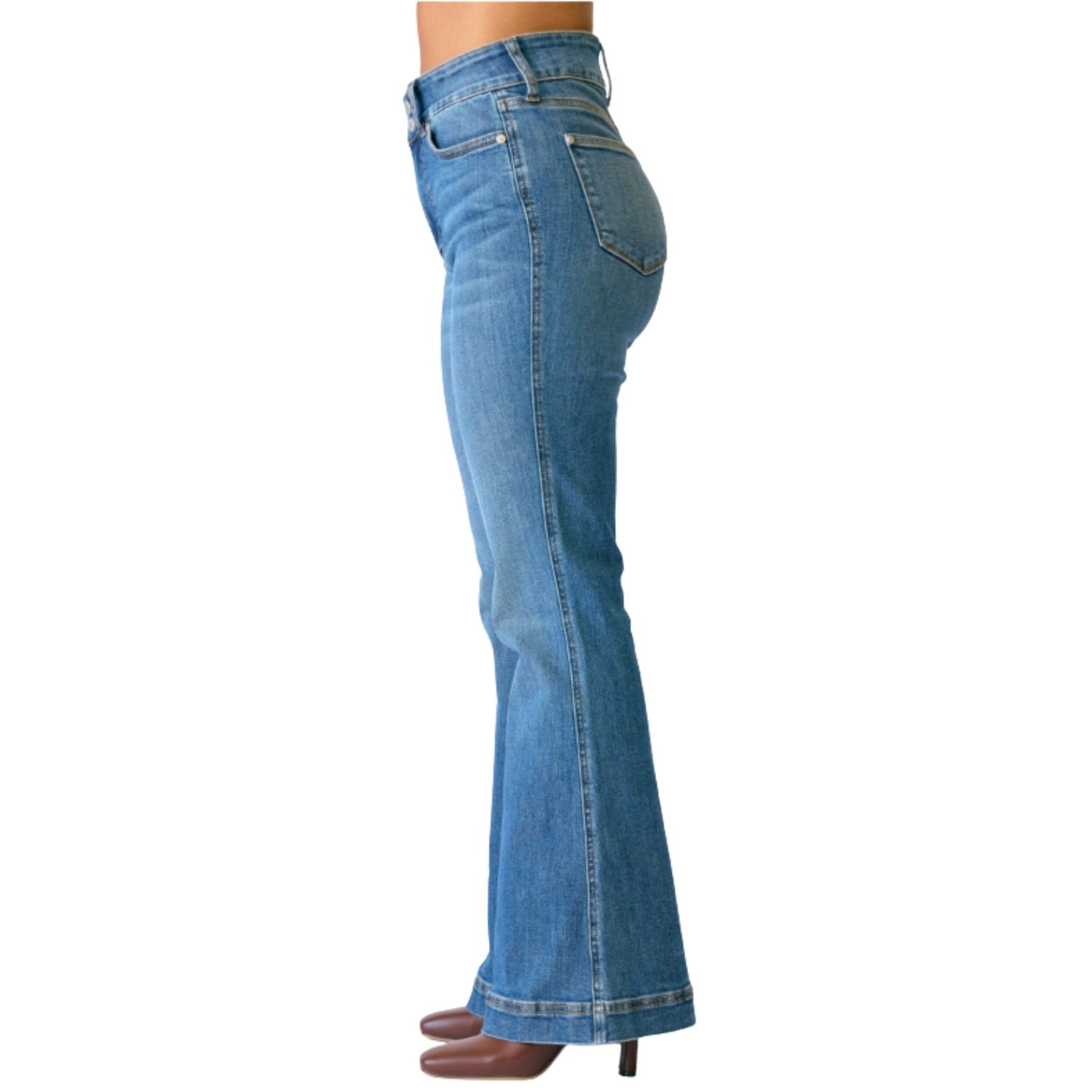 Judy Blue Womens High Waist Petite Flare Tummy Control Jeans