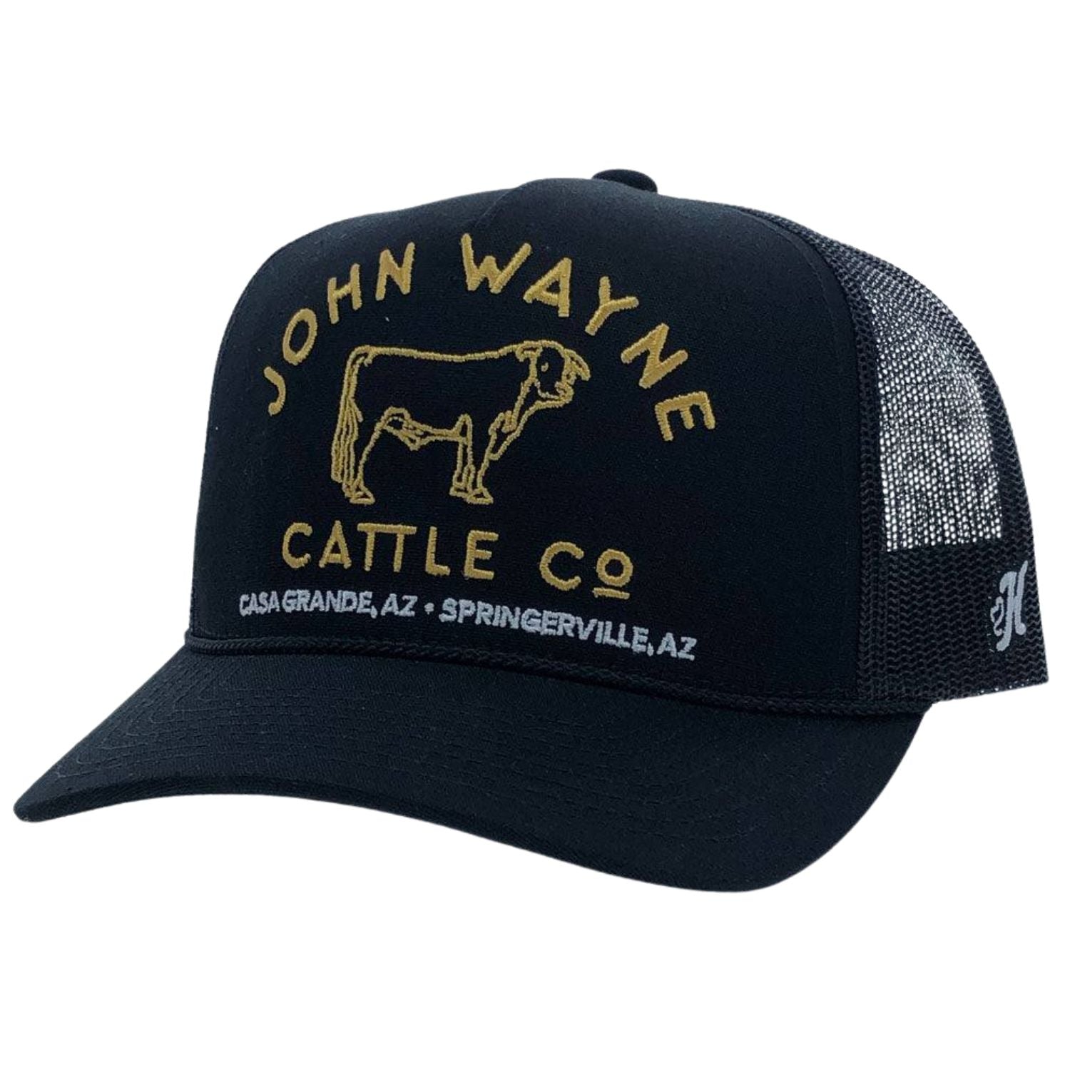 Hooey Mens John Wayne Adjustable Snapback Cap Hat, Black/Gold