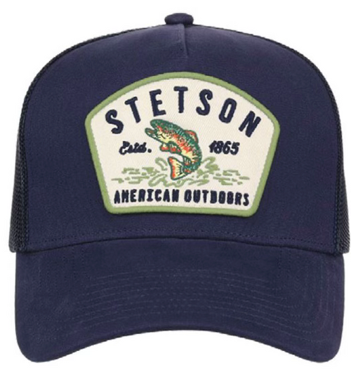 Stetson American Outdoors Fishing Patch Snapback Hat Ball Cap, Navy