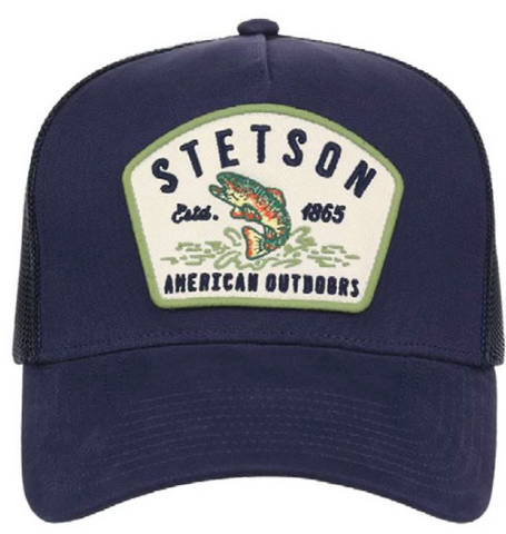 Stetson American Outdoors Fishing Patch Snapback Hat Ball Cap, Navy