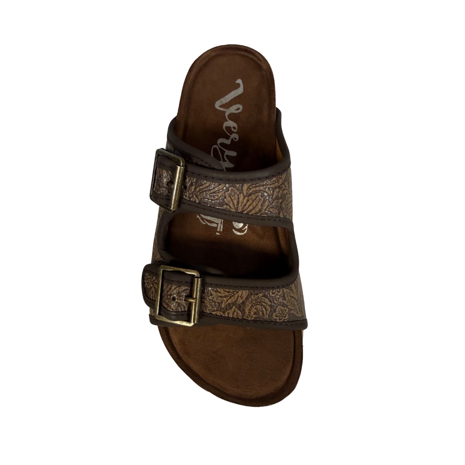 Very G Women's Berry 5 Western Floral Embossed Sandal- Chocolate