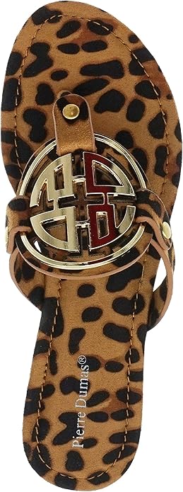 Pierre Dumas Womens Limit-24 Chic Medallion Slip On Sandals- Leopard Print