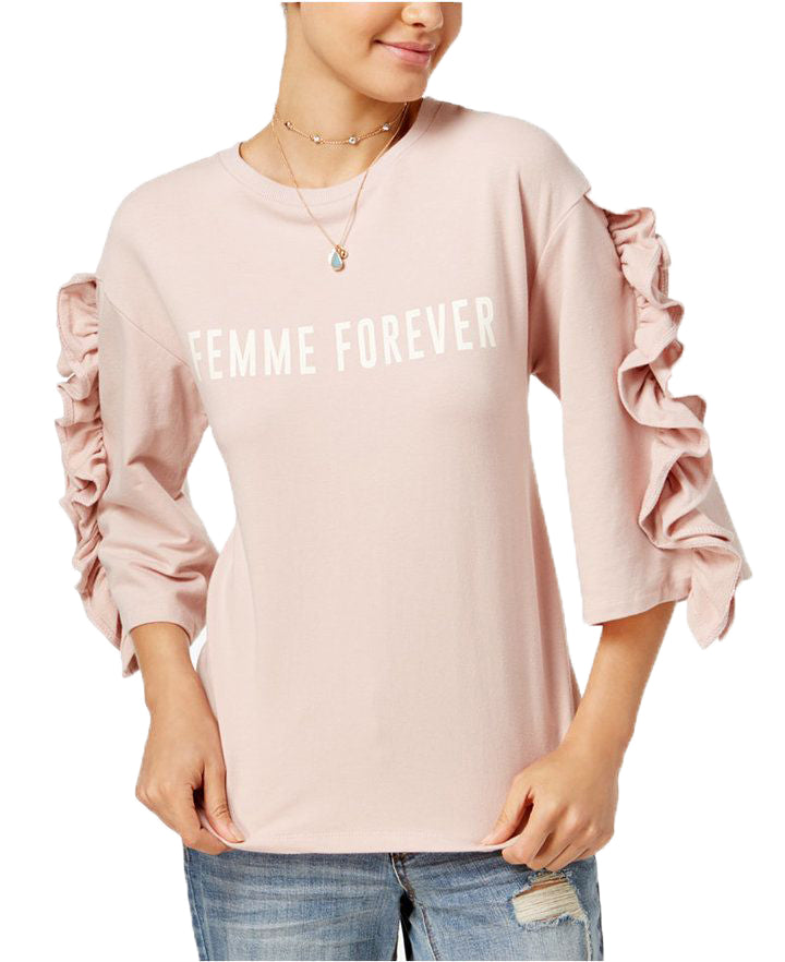 Polly & Esther Juniors' Ruffle-Sleeve Graphic Sweatshirt