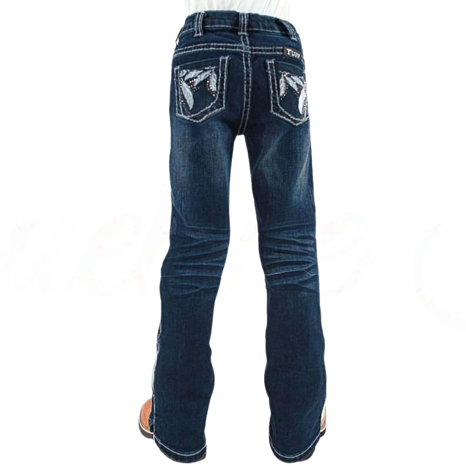 Cowgirl Tuff Girls Fly Western Bootcut Embroidered Mid Rise Jeans