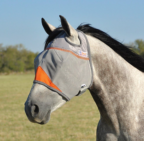 Cashel Crusader Horse Fly Mask, Standard No Ears Supports Animal Rescue, Orange