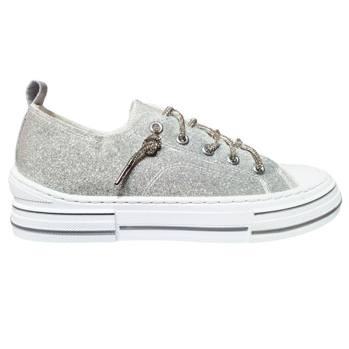 Very G Womens Aman Glitter Lace Up Canvas Sneaker