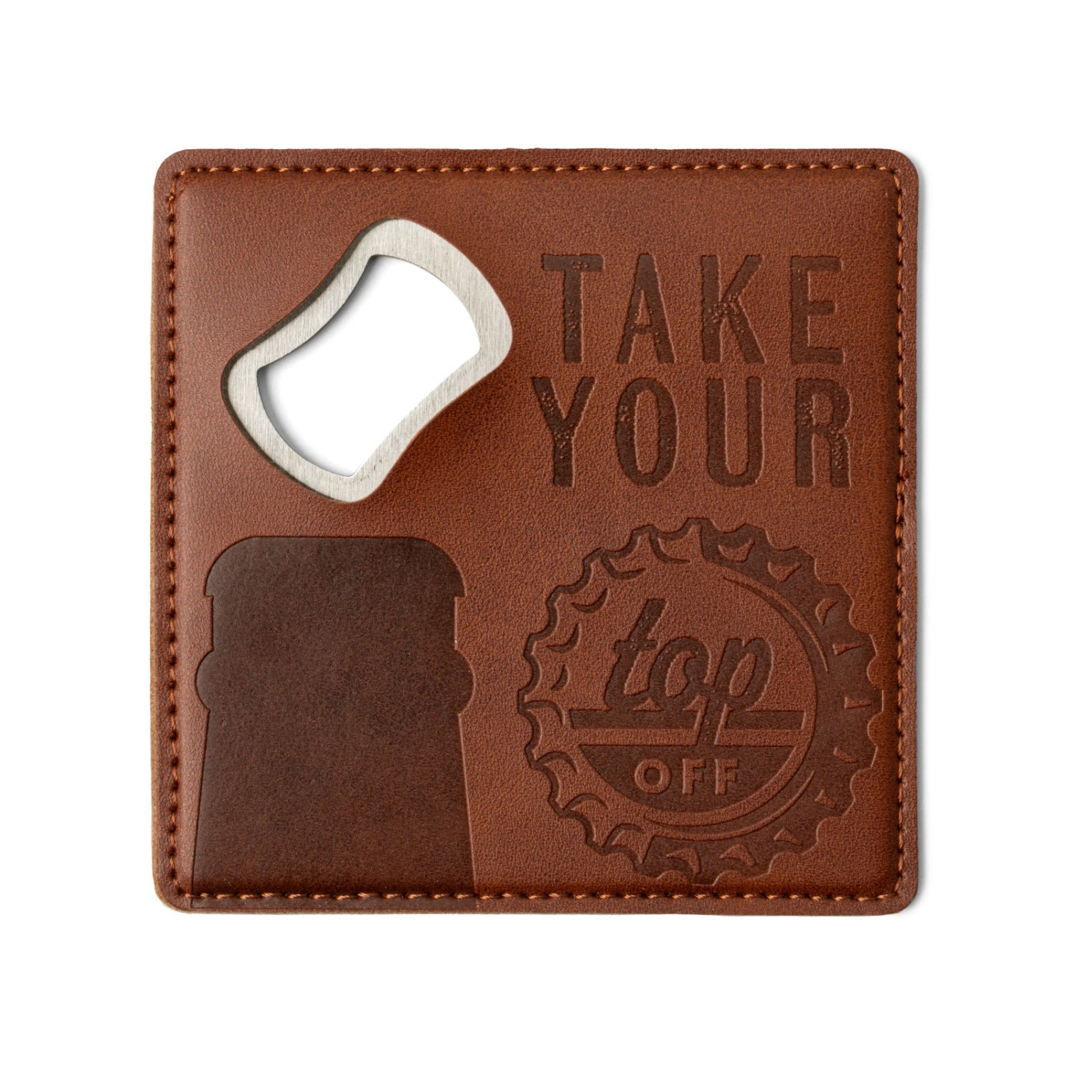Brodeo Drive Embossed Vegan Leather Bottle Opener and Coaster