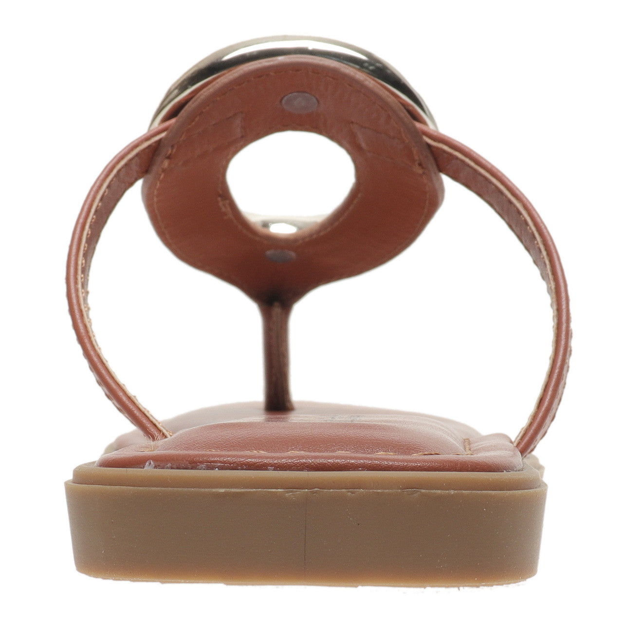 Pierre Dumas Womens Empress-56 Metallic Ornament Flat Thong Sandals- New Tan