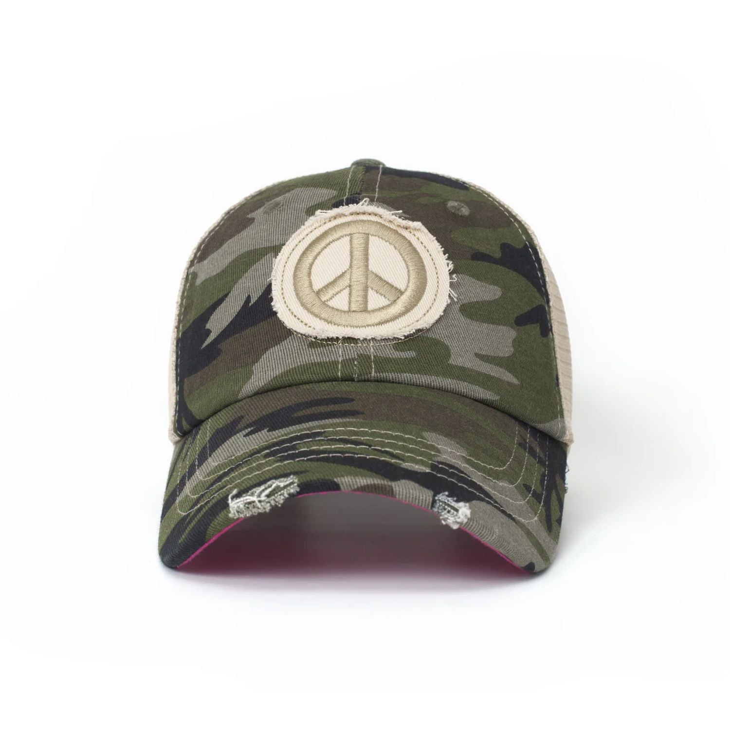 Shady Lady Womens Peaceful Lady Camo Trucker Hat Adjustable Snapback