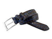 Greg Norman Mens Two-Tone Crocodile Leather Golf Belt- Brown/Blue