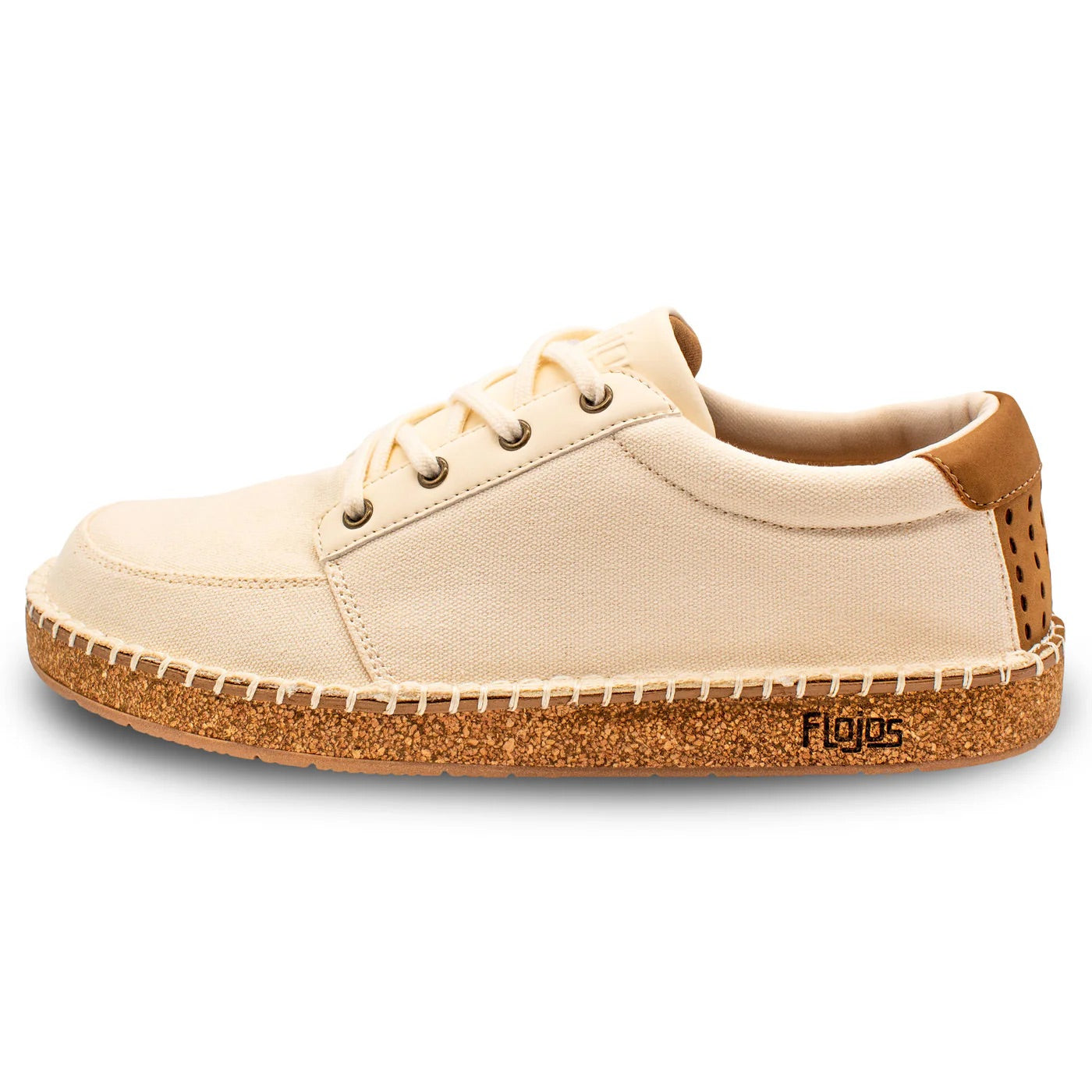 Flojos Mens Solar Canvas Memory Foam Beachcomber Lace Up Shoes, Sand/Gum