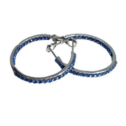 Jacqueline Kent Inside Out Chaparral Crystal Hoop Earrings (Silver/Blue, 30MM)