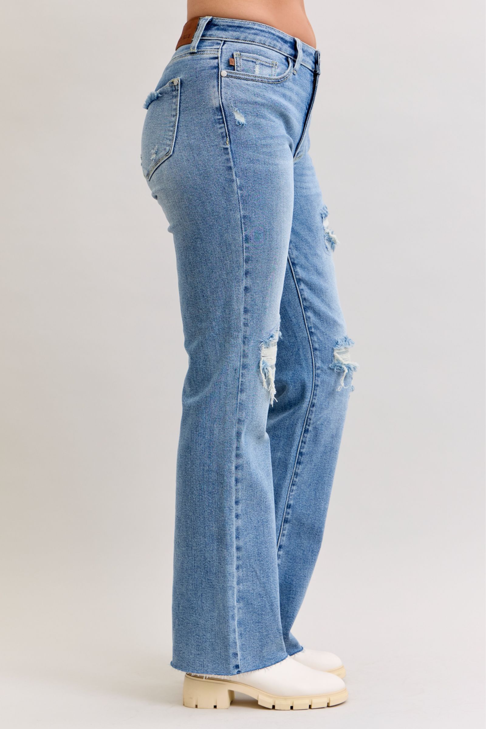 Judy Blue Womens Mid Ridse 90s Straight Jeans