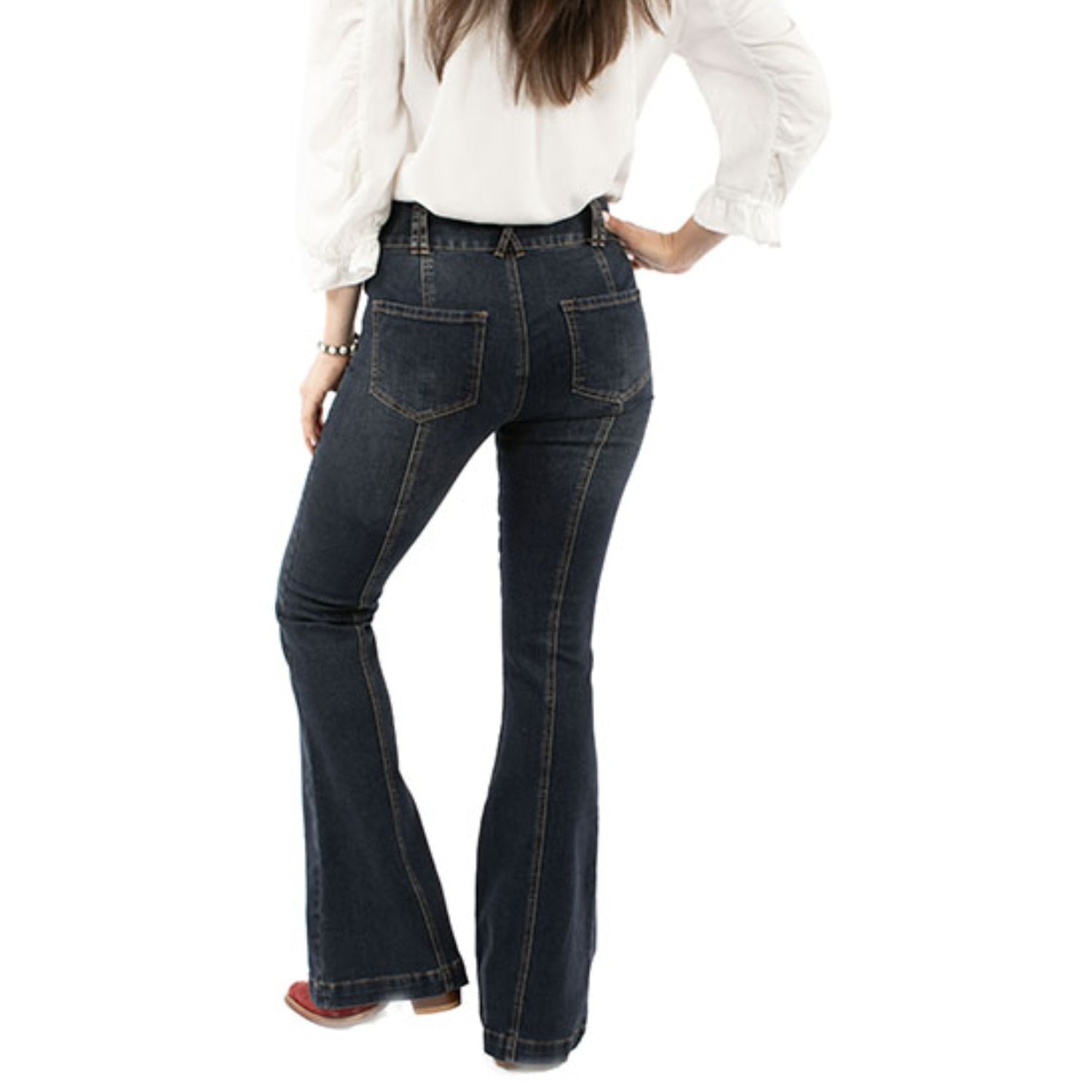 Scully Honey Creek Women's Stretch Panel Bell Bottom Pants, Dark Blue