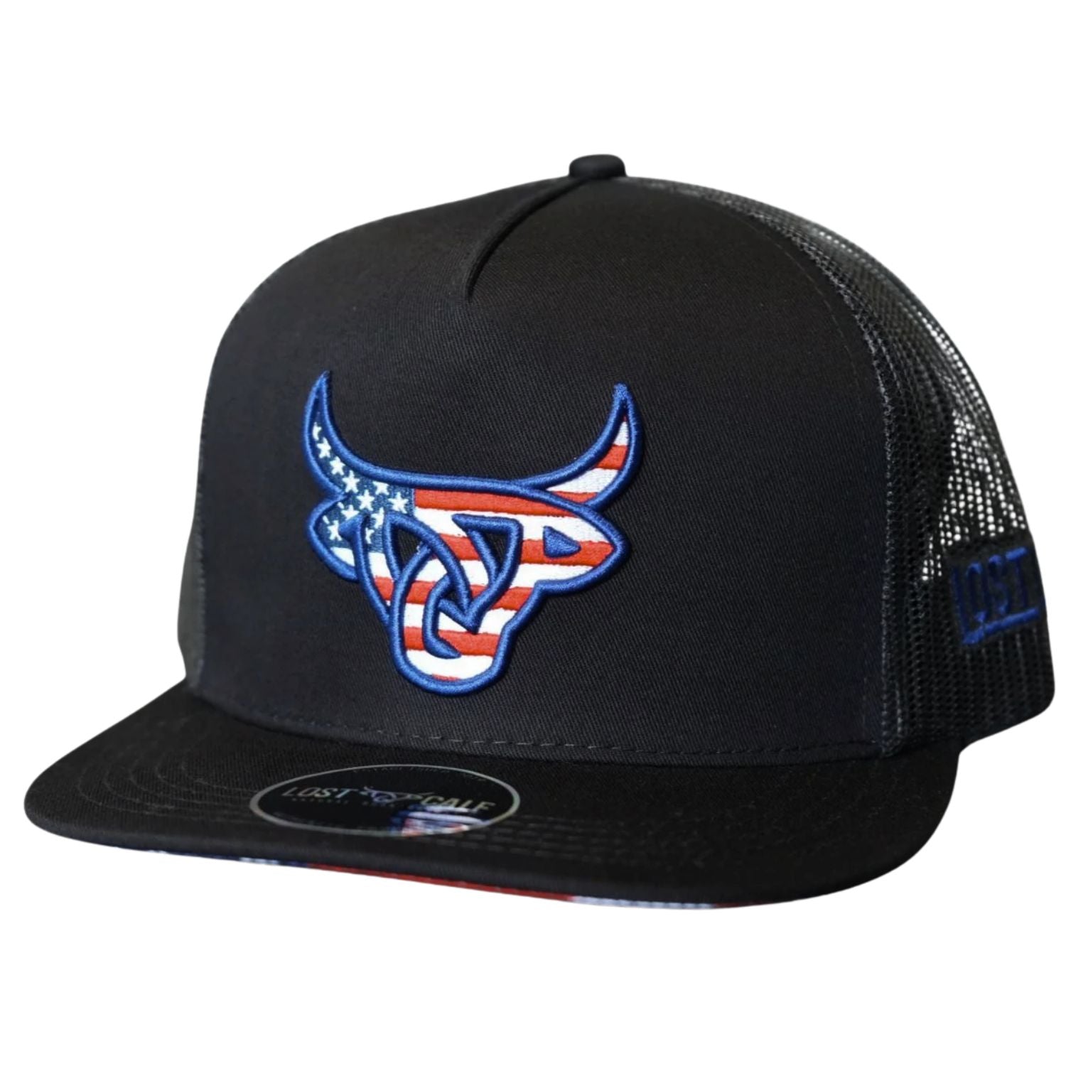 Lost Calf Mens Americalf Flat Bill Adjustable Snapback Cap Hat