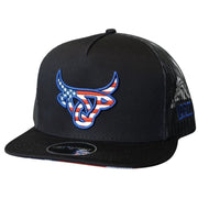 Lost Calf Mens Americalf Flat Bill Adjustable Snapback Cap Hat