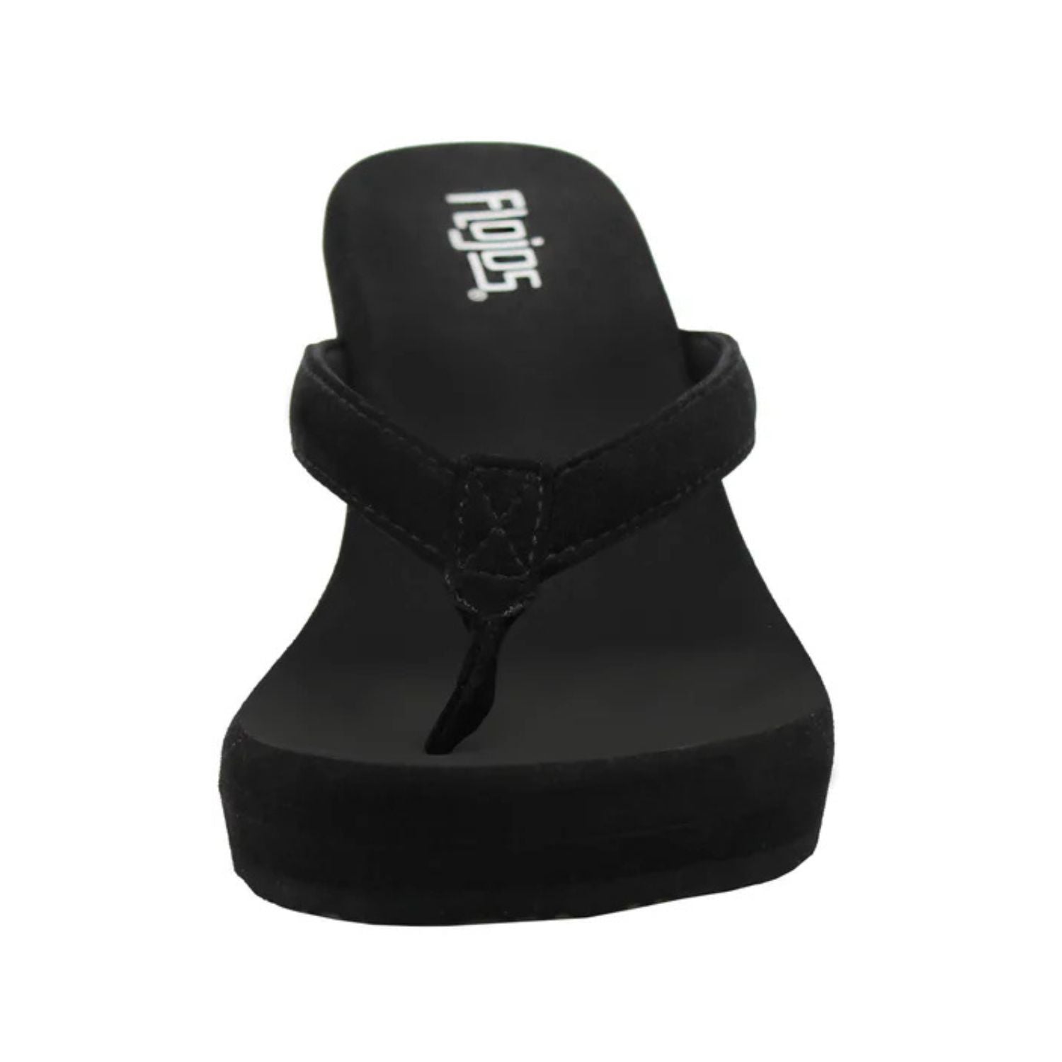 Flojos Womens Olivia Slip On Wedge Thong Sandals, Black