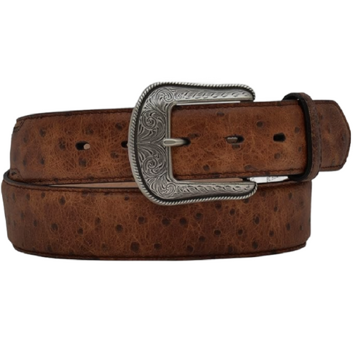 3D Belt Co. Men's Ostrich Print Leather Belt, Brown NEW*Line on the belt, 36