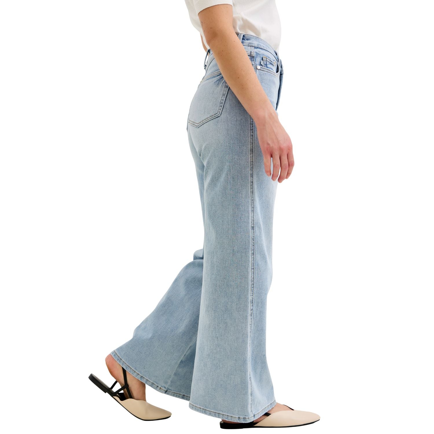 Judy Blue Womens Petite High Waist 90s Straight Leg Denim Jeans- Light Wash