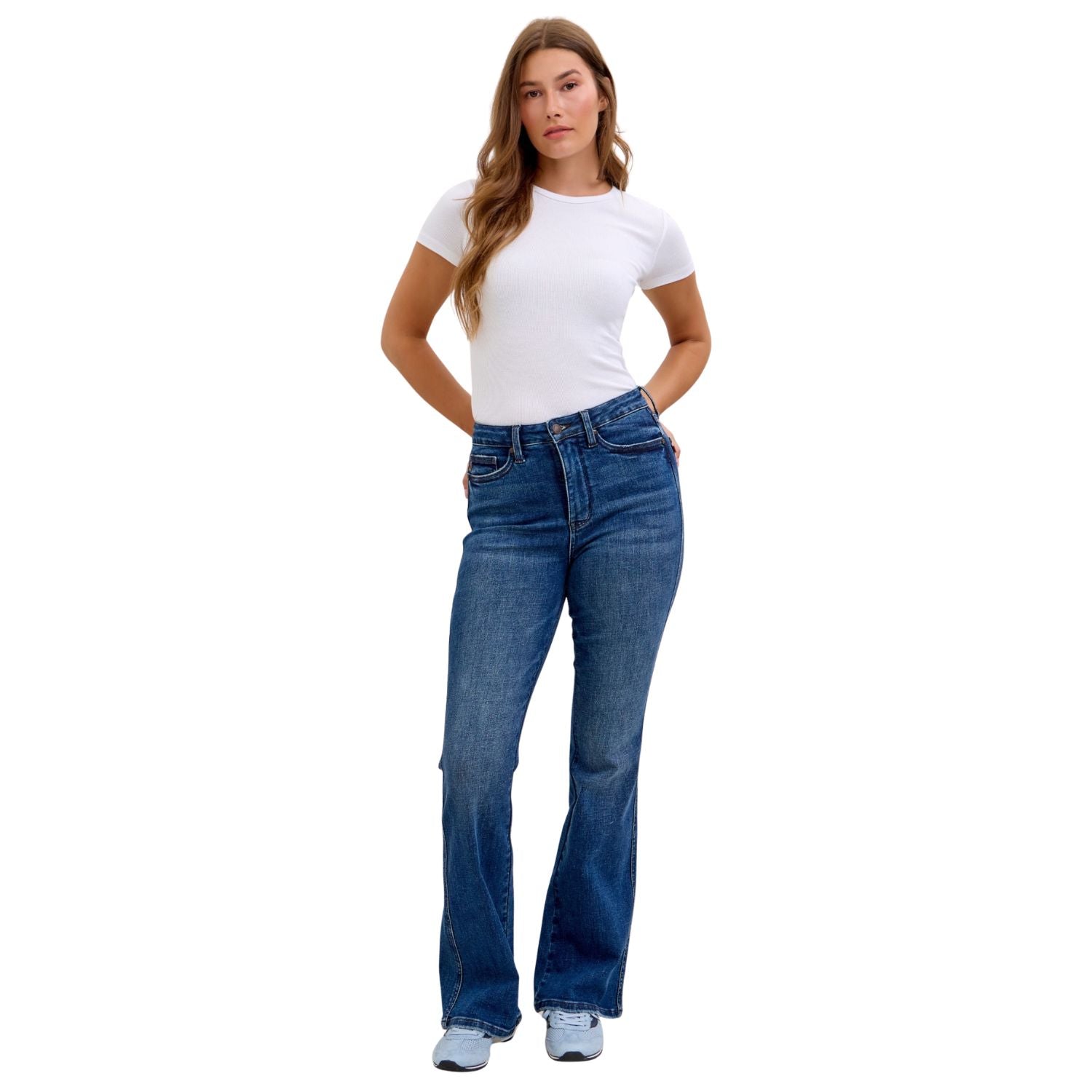 Judy Blue Womens High Waist Tummy Control Bootcut Jeans, Dark wash