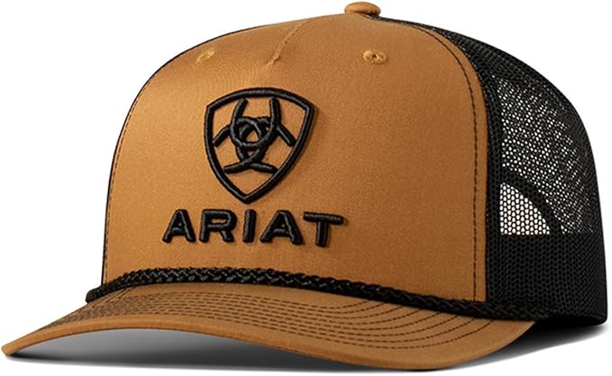 Ariat Mens Richardson 112 Trucker Snapback Cap Hat (Tan/Black)