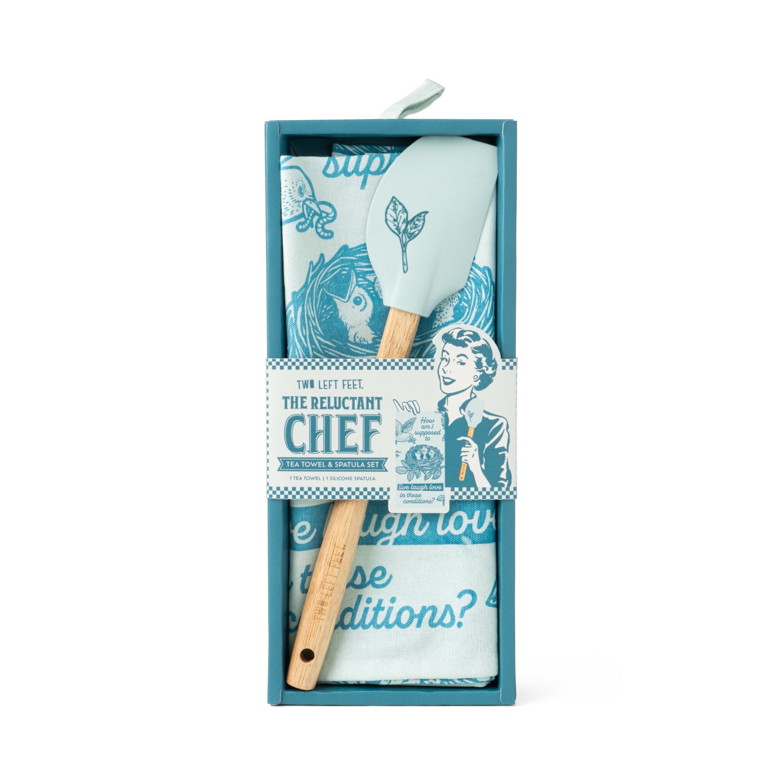 Two Left Feet The Reluctant Chef Tea Towel & Spatula Gift Set
