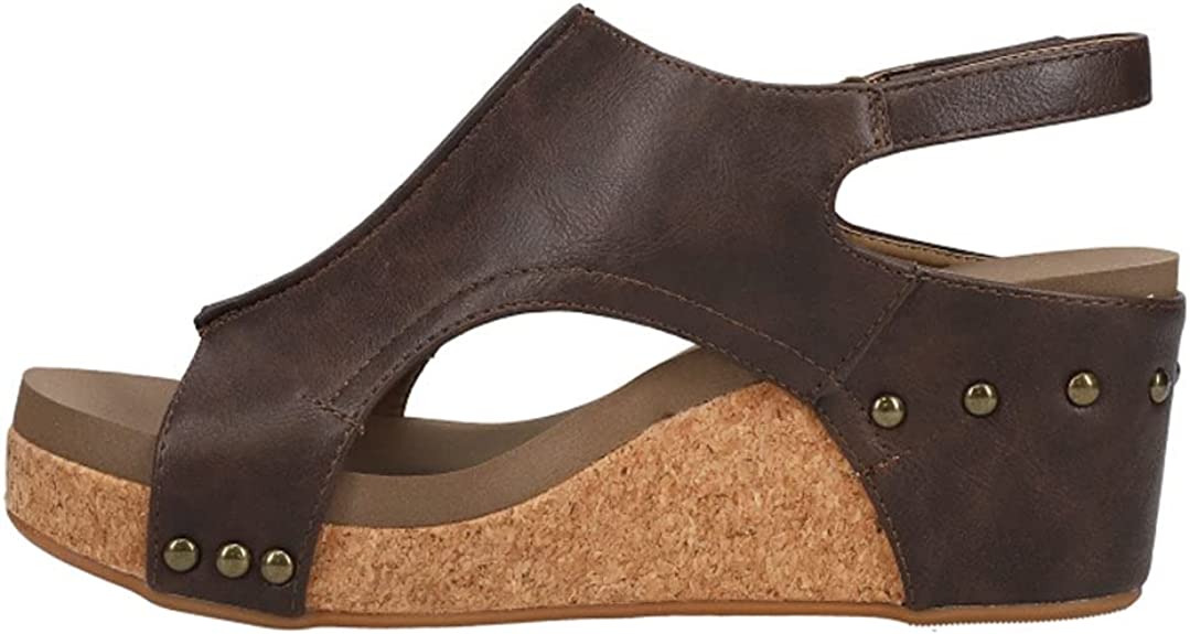Corkys Boutique Womens Carley Faux Leather Wedge Heel Sandals