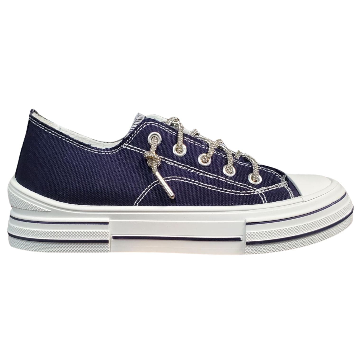 Very G Womens Aman 2 Lace Up Canvas Sneaker, Navy