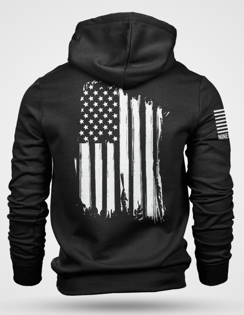 Nine Line America Flag Hoodie Hooded Sweatshirt, Black