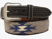 3D Belt Co. Men's 1 3/4-1 1/2 Basket Weave Tabs Belt, Leather & Wool, Black, 36