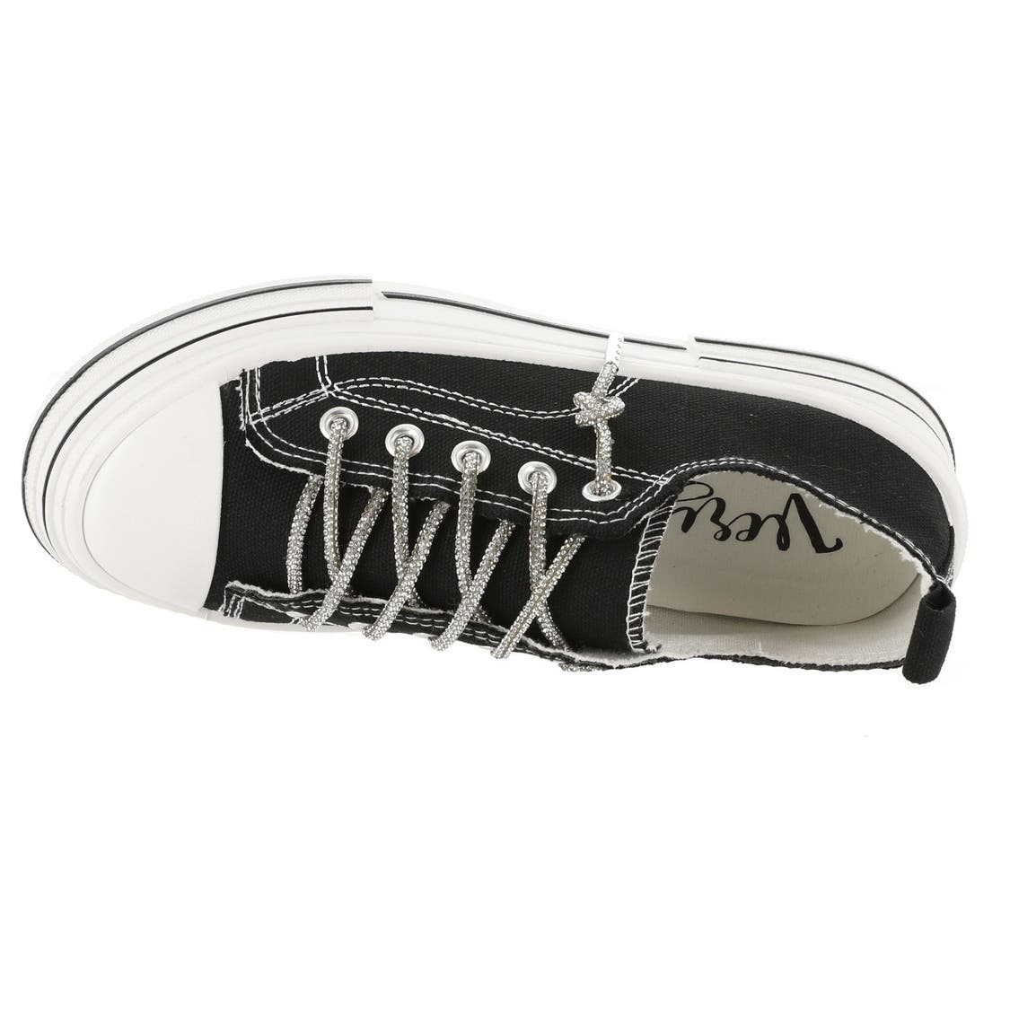 Very G Womens Aman Original Lace Up Canvas Sneaker with Sparkle Laces