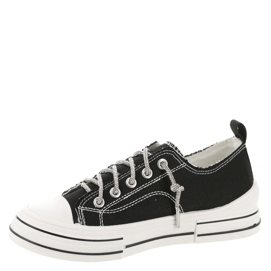 Very G Womens Aman Original Lace Up Canvas Sneaker with Sparkle Laces