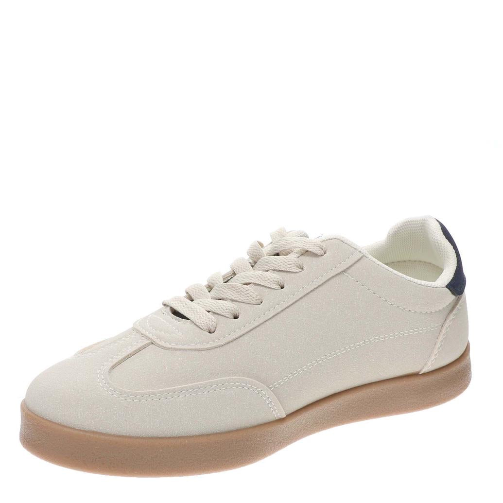 Very G Womens Retro Lace Up Platform Slip On Throwback Sneaker, Beige