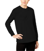 Calvin Klein Womens Embossed Logo Sweatshirt (Black, Large)