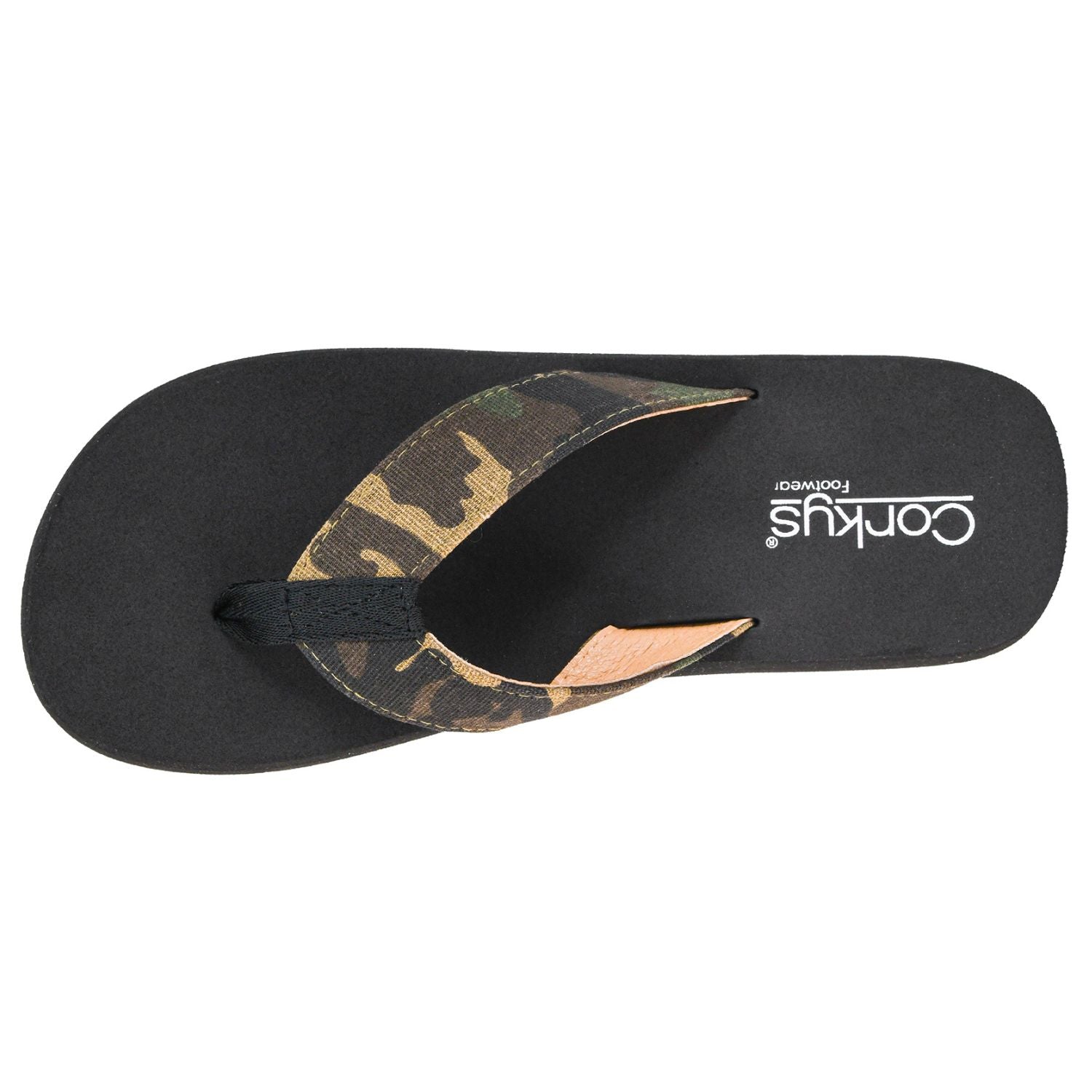 Corkys Womens Overboard Flip Flop Sandals, Camo
