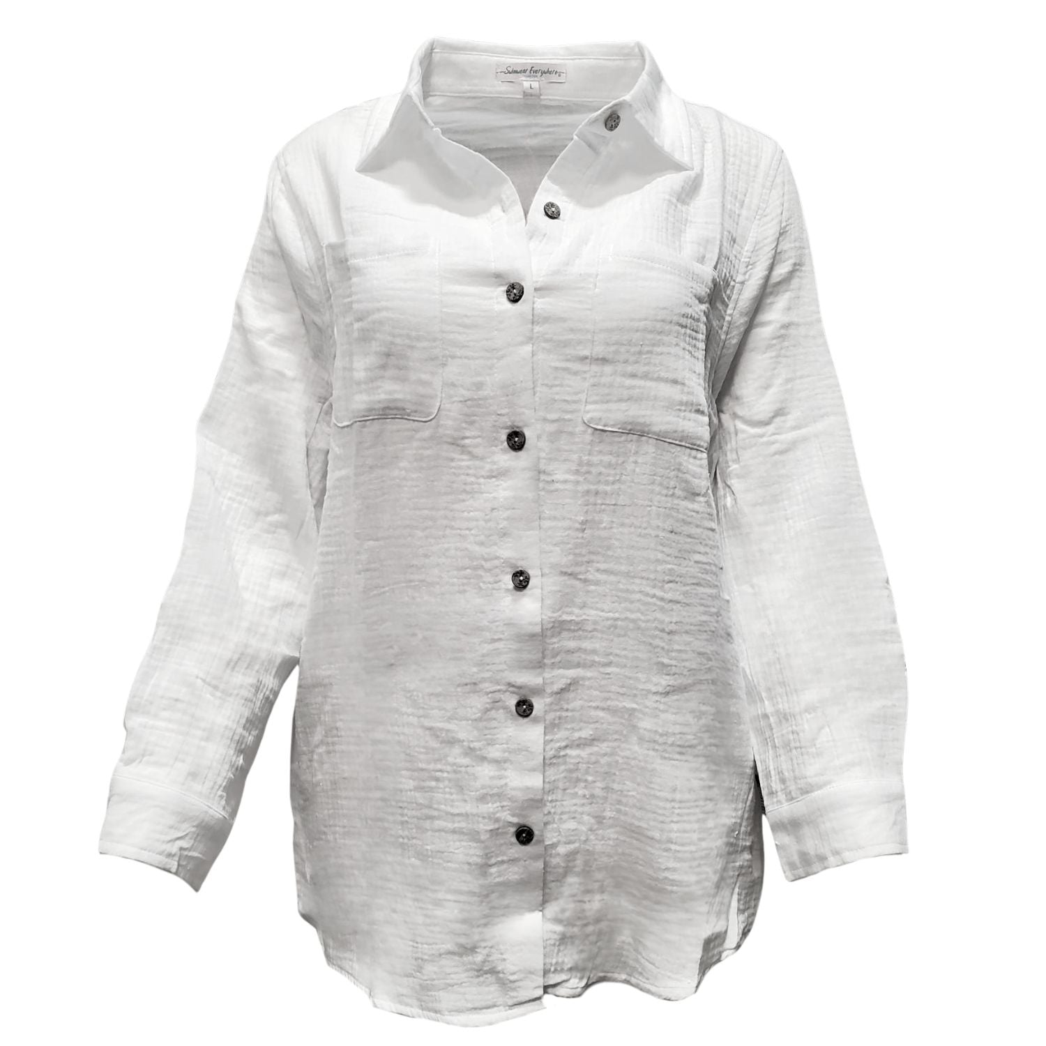 Heat Swimwear Womens Long Sleeve Button Down Gauze Shirt