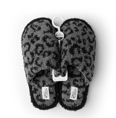 Hello Mello Cat Nap Slippers, Fuzzy Cheetah Print, Cushioned, Slip On