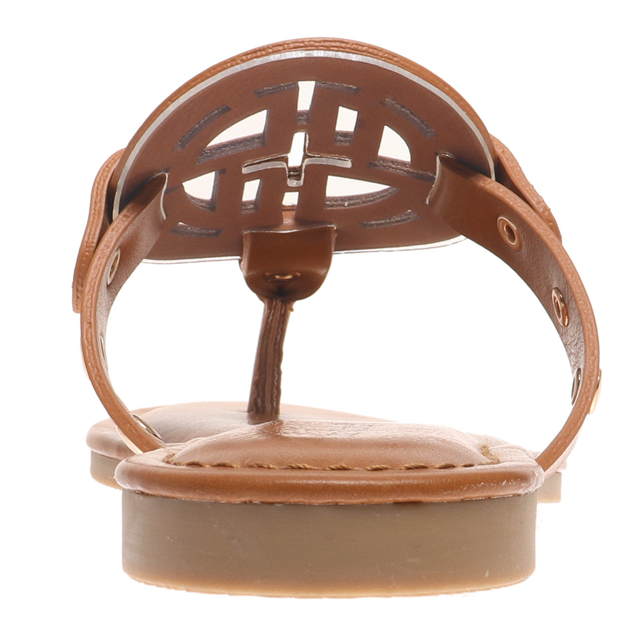 Pierre Dumas Womens Medallion Flat Thong Sandals- New Tan