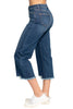 Judy Blue Womens High Waist Button Fly Destroyed Hem Crop Wide Leg Jeans